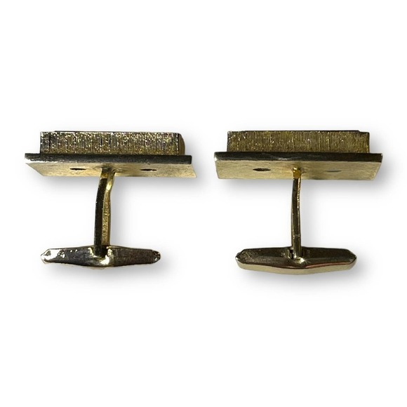 Vintage Tiger’s Eye Cufflinks Cat’s Eye Brushed Finish 10KT GP Tested Unsigned - Picture 5 of 8